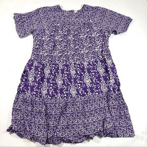 Vermont Country Store Short Sleeve Muumuu Dress Purple Floral
